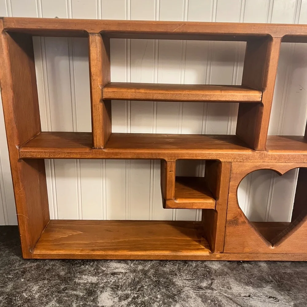 Vintage Wooden Trinket Shelf Heart Cutout | Cottagecore Y2K 90s